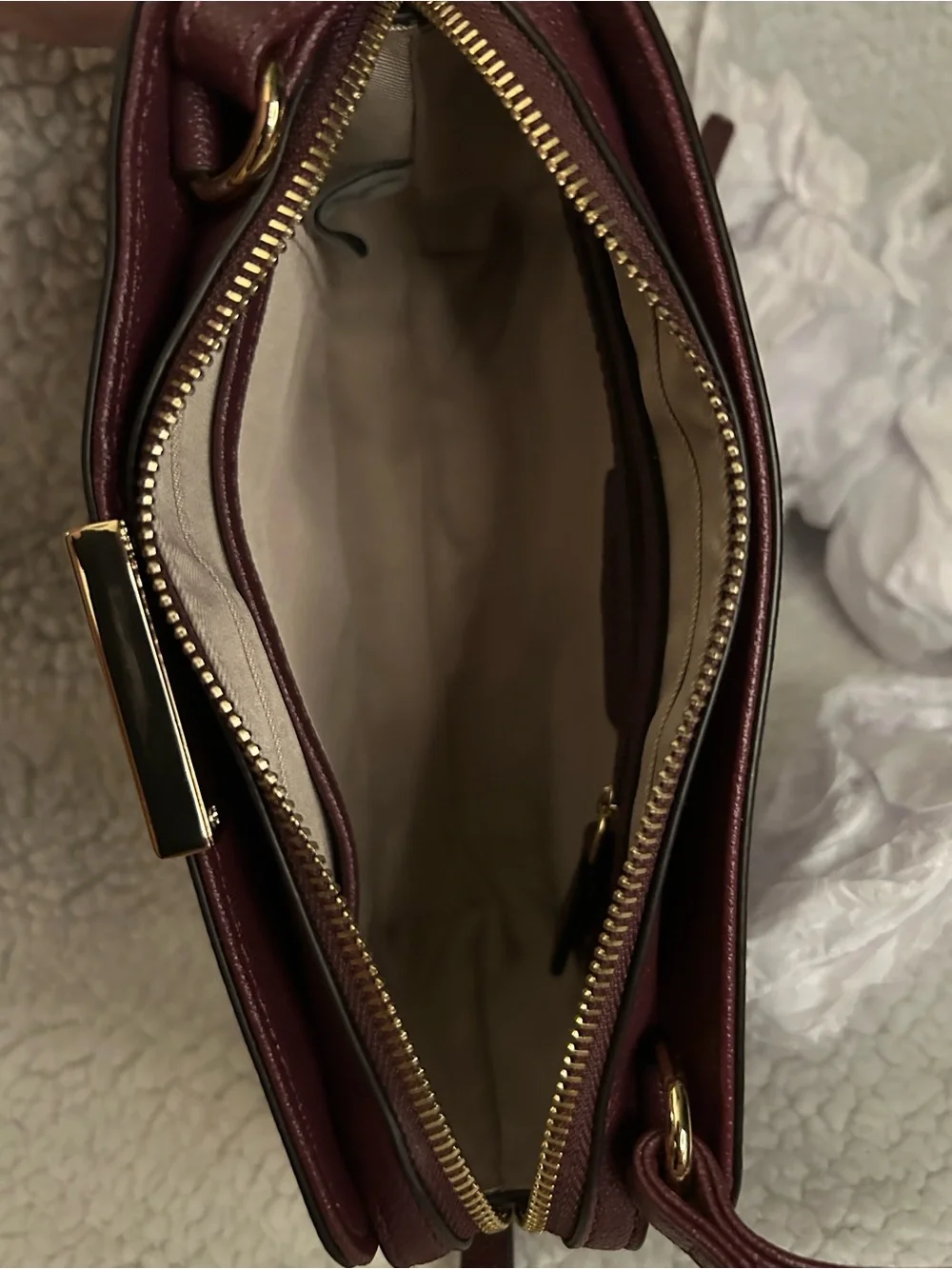 Nine West Maroon Crossbody Bag with Gold Accent